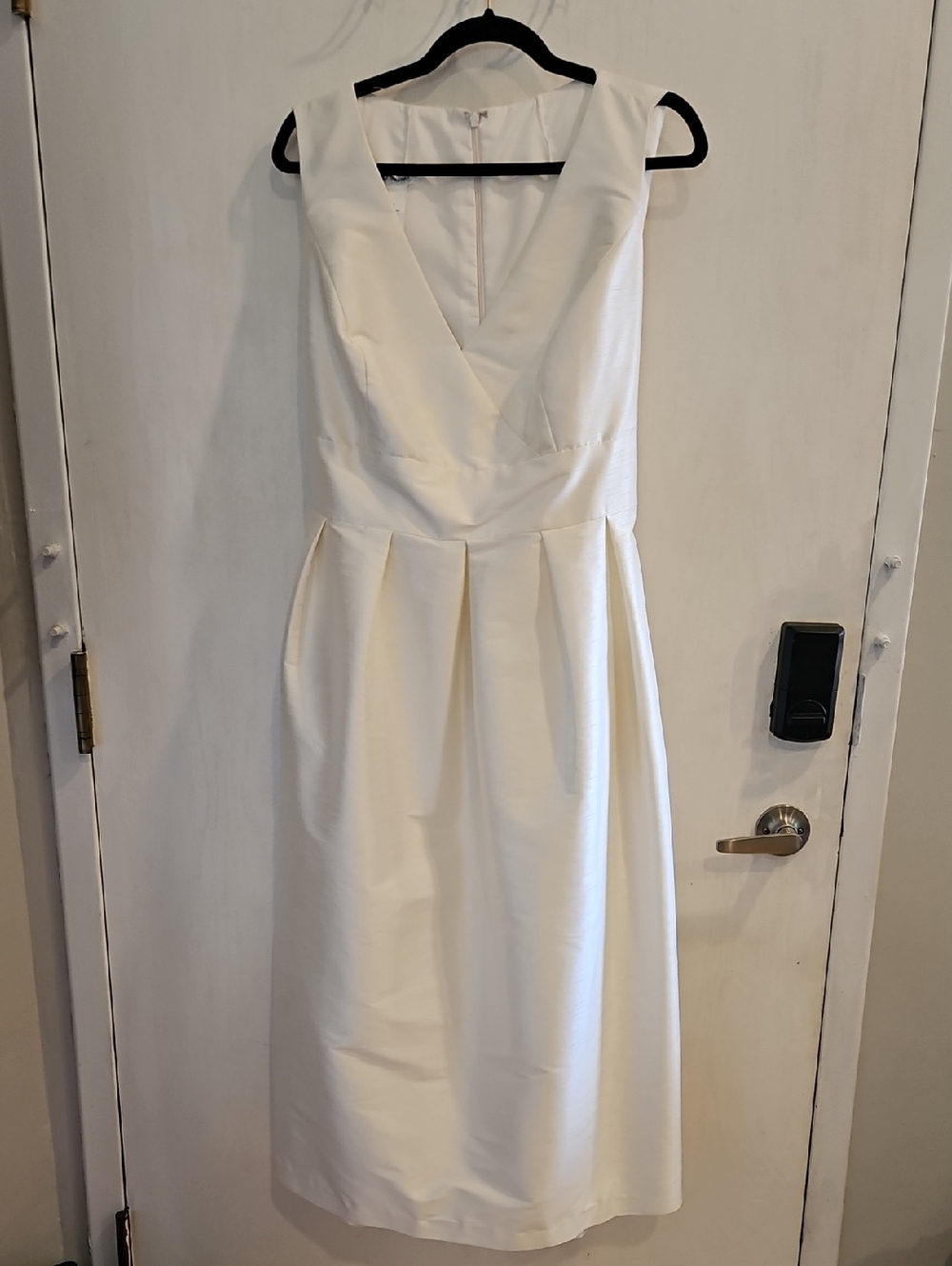 Alfred Sung Ivory Sleeveless V-Neck Empire Tie-Back Midi Dress 20 - Picture 2 of 8